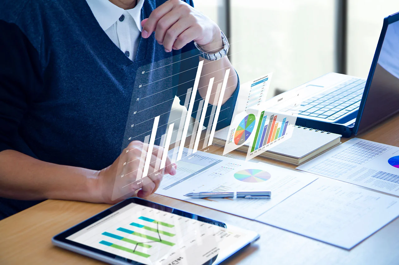 Analytics dashboard showing engagement, reach, and conversion charts for Instagram theme pages